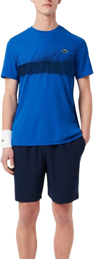 Футболка Lacoste X Novak Djokovic, спортивная теннисная, Gipsy Blue/Navy Blue — фото 4