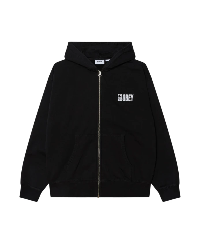 

Толстовка с выцветшей молнией по краю Obey, черный