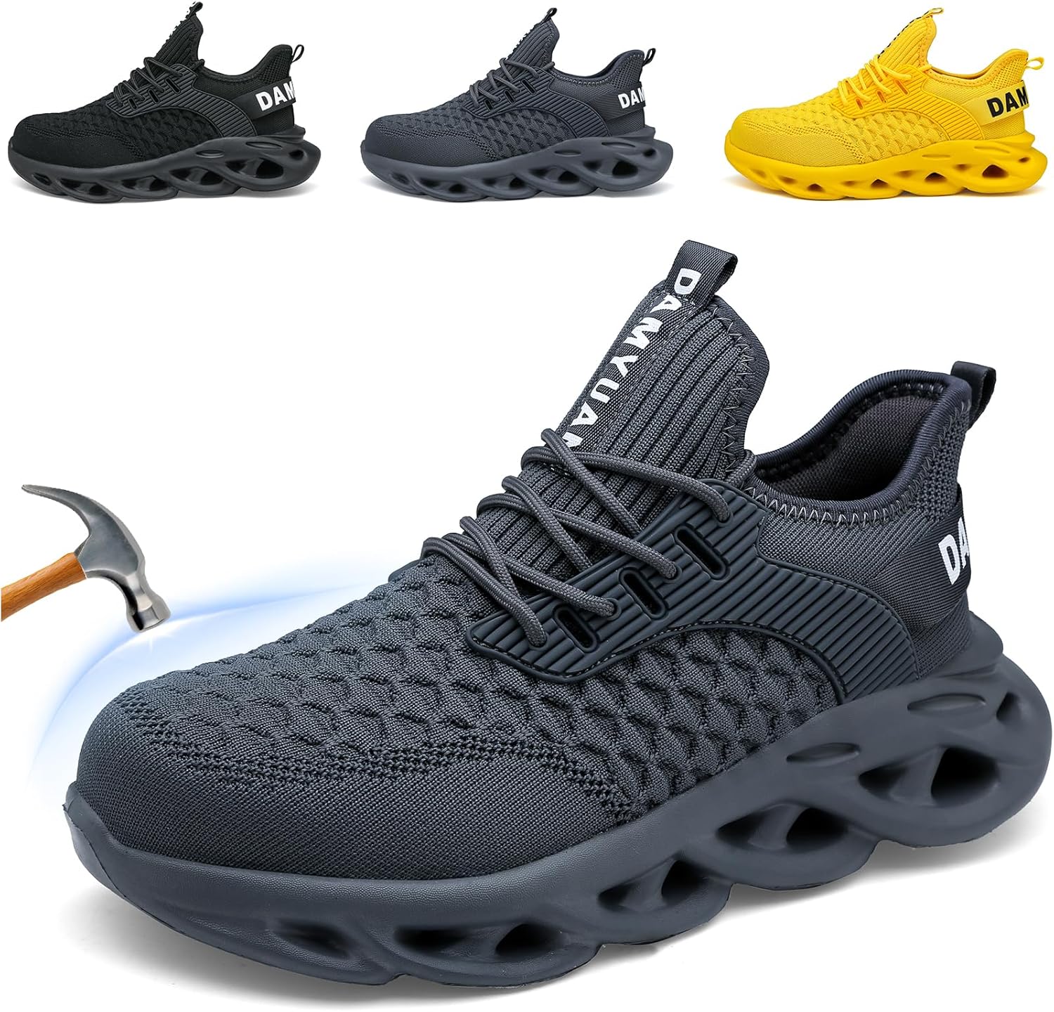 

Мужские кроссовки с защищенным носком CDLHHM, стальные, противоскользящие, неразрушимые, пуленепробиваемые, комфортные, подходят для строительных площадок, складов, транспорта и фабрик, темно-серый