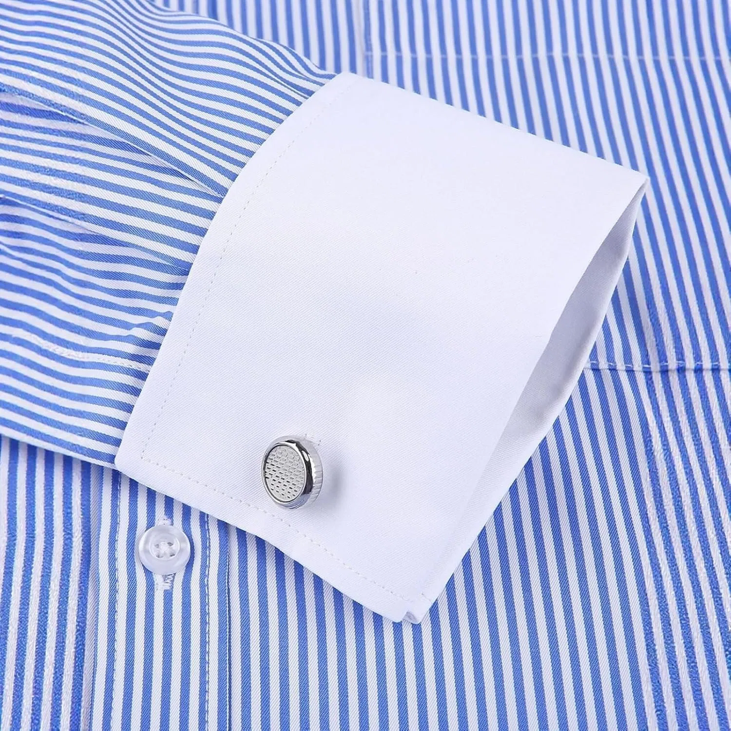 Рубашка мужская для переходной погоды Slim Fit с длинным рукавом на пуговицах Business Casual Generic, синий — фото 2