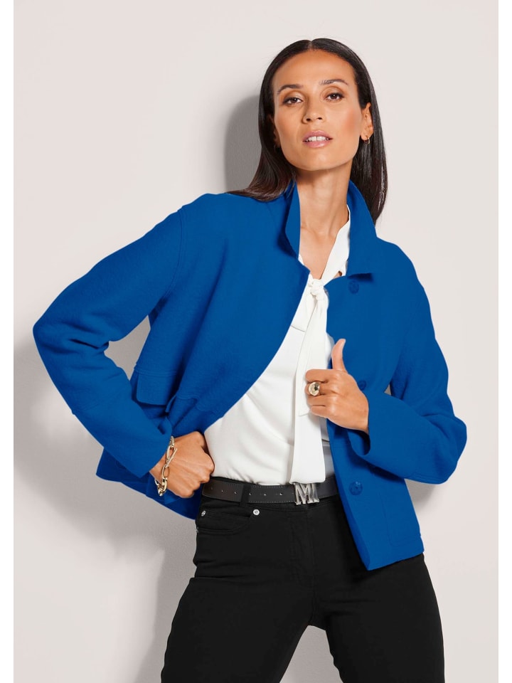 

MADELEINE Шерстяной блейзер с отложным воротником и накладными карманами королевского синего цвета