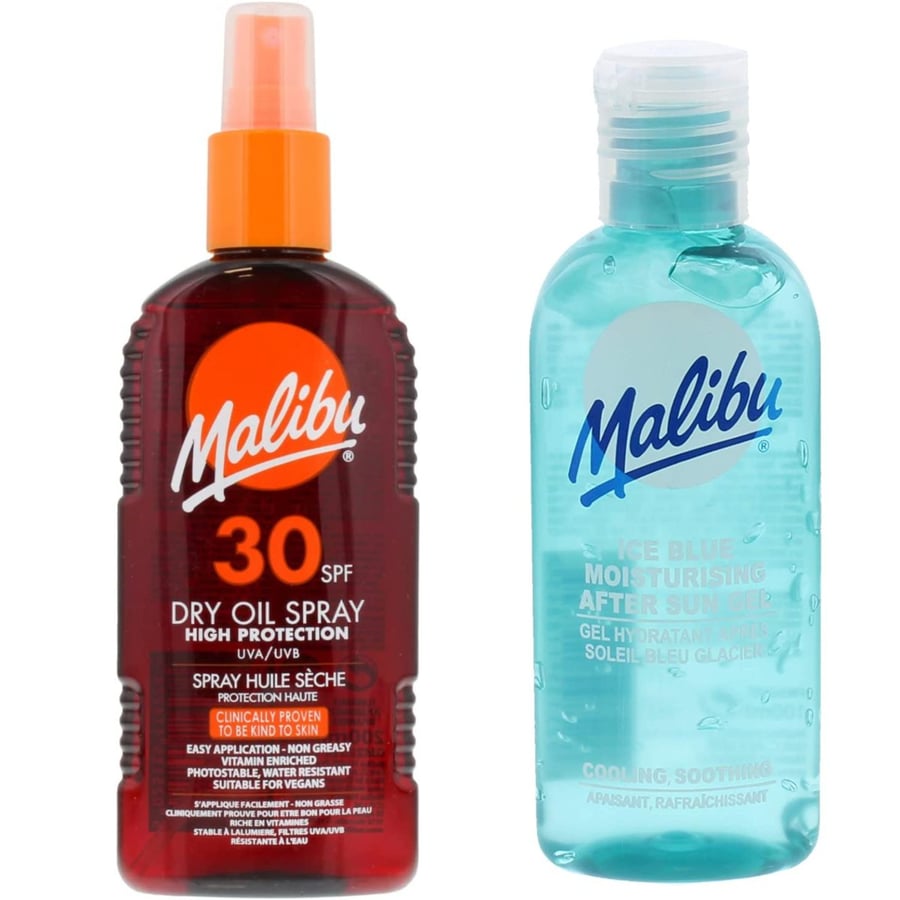 

Масло-спрей для загара Malibu SPF30 200 мл + Гель после загара 100 мл