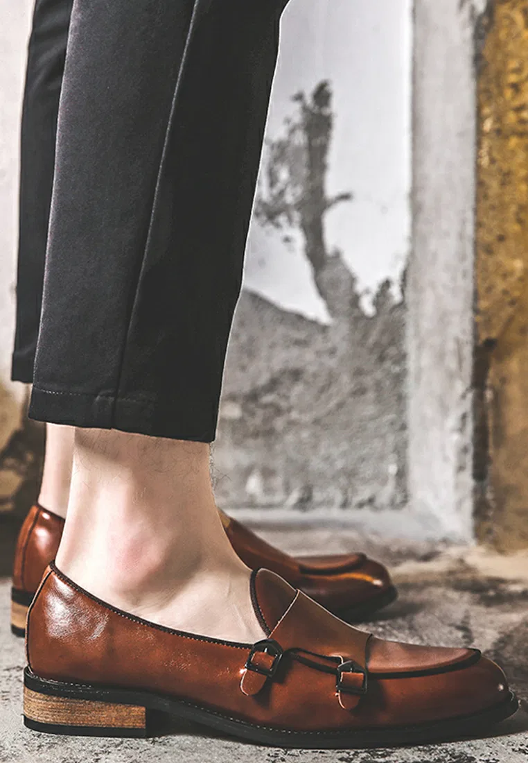 Туфли-лоферы, двойная пряжка, искусственная кожа, MC22023 Twenty Eight Shoes, коричневый — фото 3
