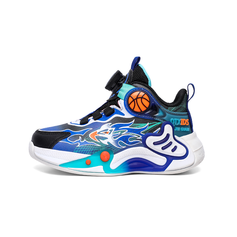 

Детские баскетбольные кроссовки с мягкой подошвой, износостойкие, дышащие, средней высоты KUPE, черный/синий