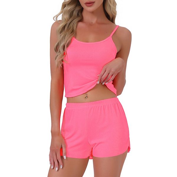 

Женский пижамный комплект: топ с квадратным вырезом и шорты Inspire Chic, Rose Pink