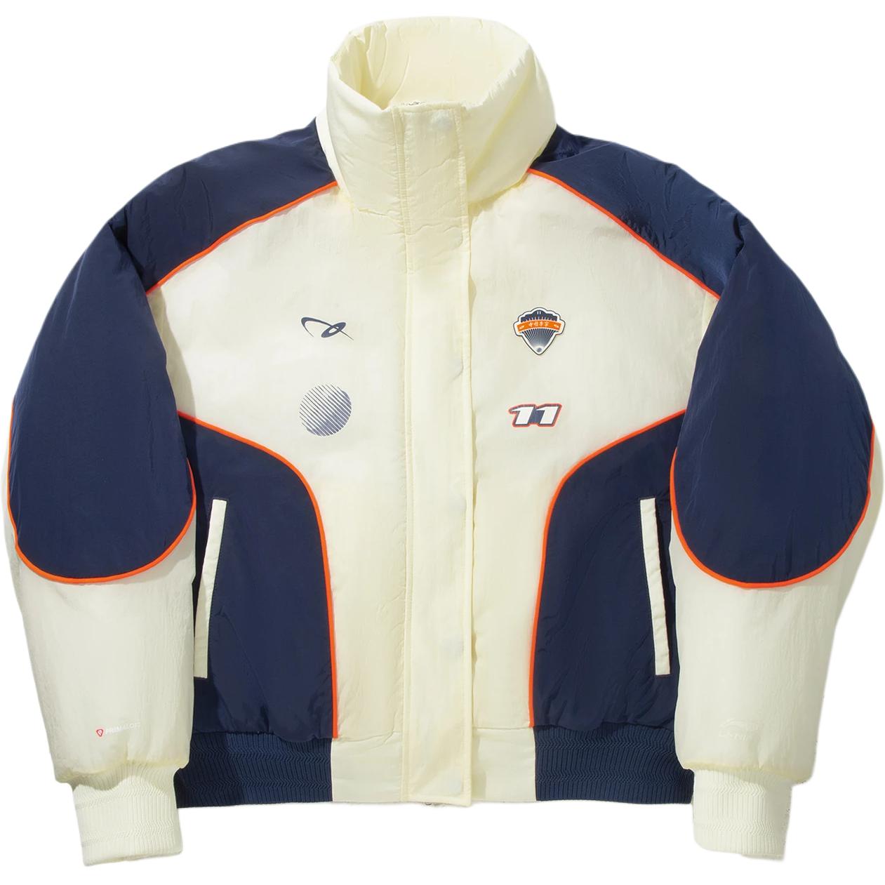 

LiNing Пуховик женский белый мать жемчуга и темно-синий, Mother of Pearl White/Dark Navy Blue