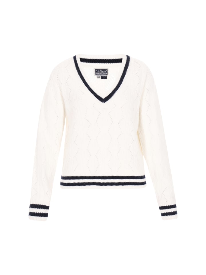 

DreiMaster Женский свитер кремового цвета темно-синего оттенка