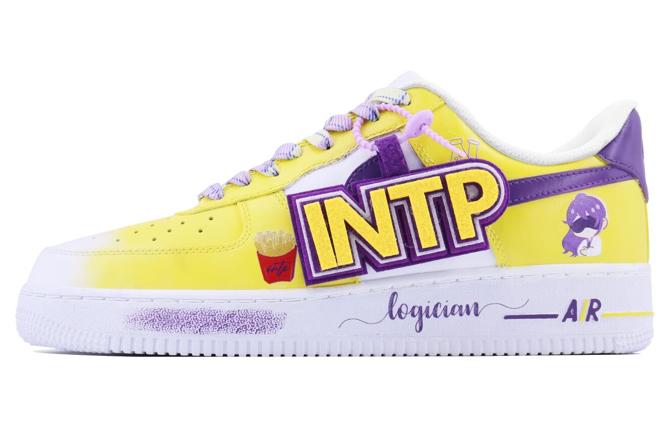 

Кроссовки Nike Air Force 1 Skateboarding Shoes Women's Low-top Purple/Yellow, белый