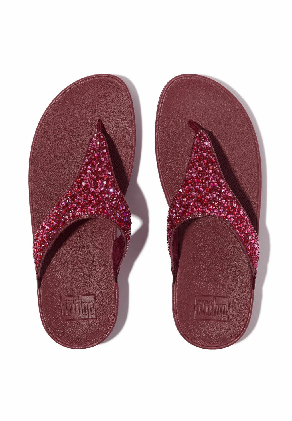 Сандалии с Т-образной застежкой ZEHENTRENNER LULU CRYSTAL-MIX TOE-POST LUXE PLUM - Pool slides FitFlop, темно-красный — фото 3
