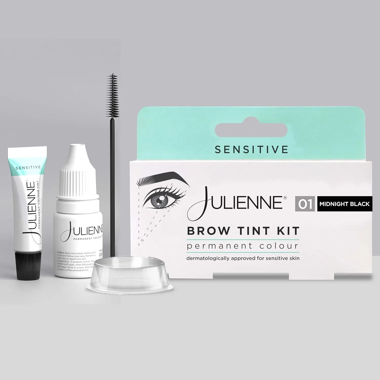 Набор для окрашивания бровей Julienne Eyebrow Tint Set Sensitive Midnight Black Julienne, Black — фото 2