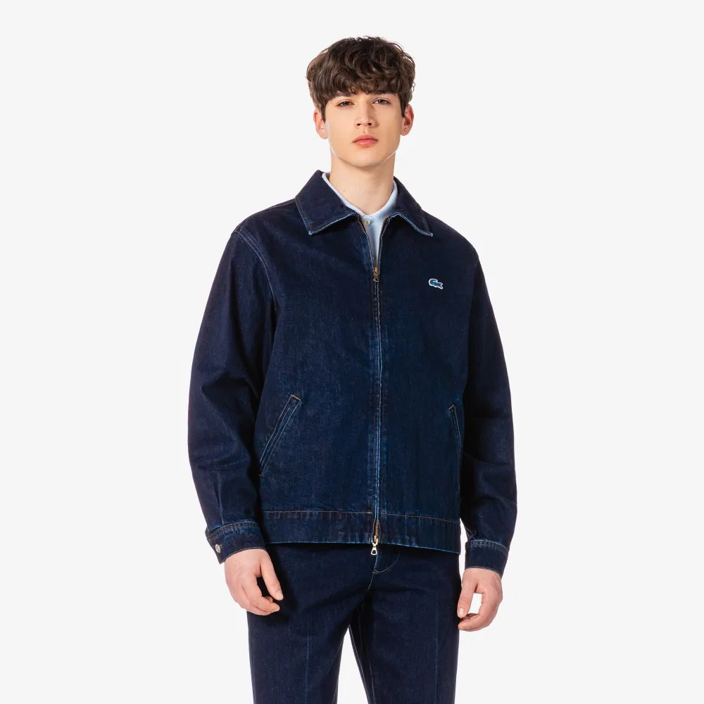 Мужская синяя джинсовая куртка на молнии от Lacoste — фото 3
