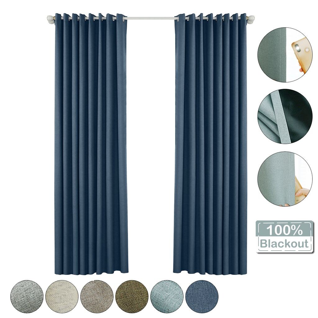 

Люверсы для штор, непрозрачная оконная штора, затемняющая оконная штора для гостиной, спальни, темно-синяя, 134 x 270 см easy home, синий