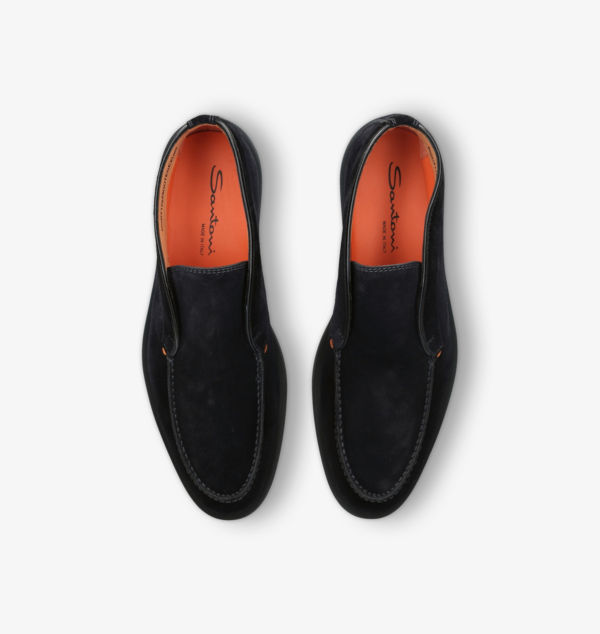 Замшевые мокасины Detroit на толстой подошве Santoni, синий — фото 2