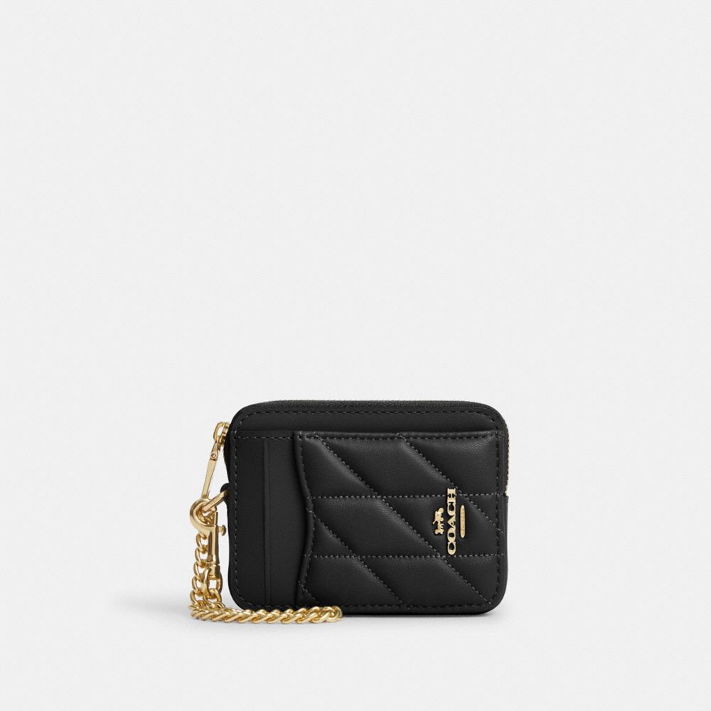 

Кошелек Coach Zip Card Case With Quilting, золотой/черный