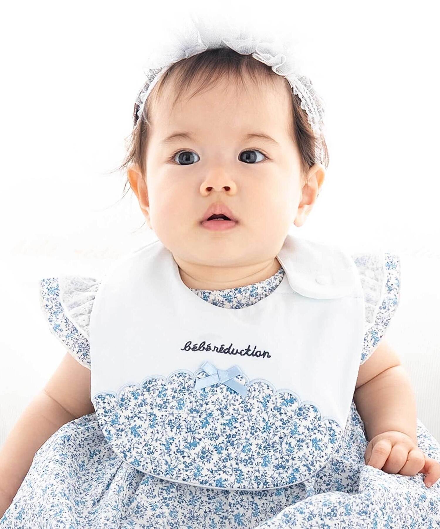 Нагрудник с цветочным принтом Liberty и волнистым краем Fillot de bebe reduction, Blue
