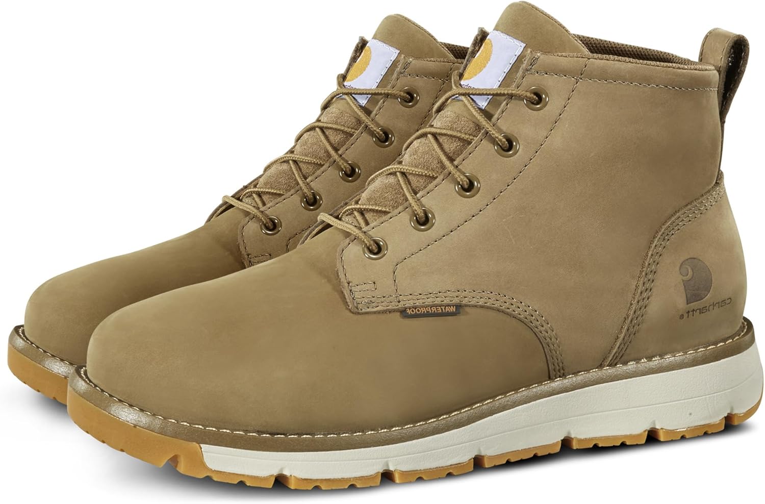 

Carhartt Millbrook Waterproof Wedge Boot - рабочие ботинки для мужчин, устойчивые к скольжению и поражению электрическим током, с высотой голенища 5", дышащей мембраной и легкой промежуточной подошвой из EVA, Coyote Nubuck