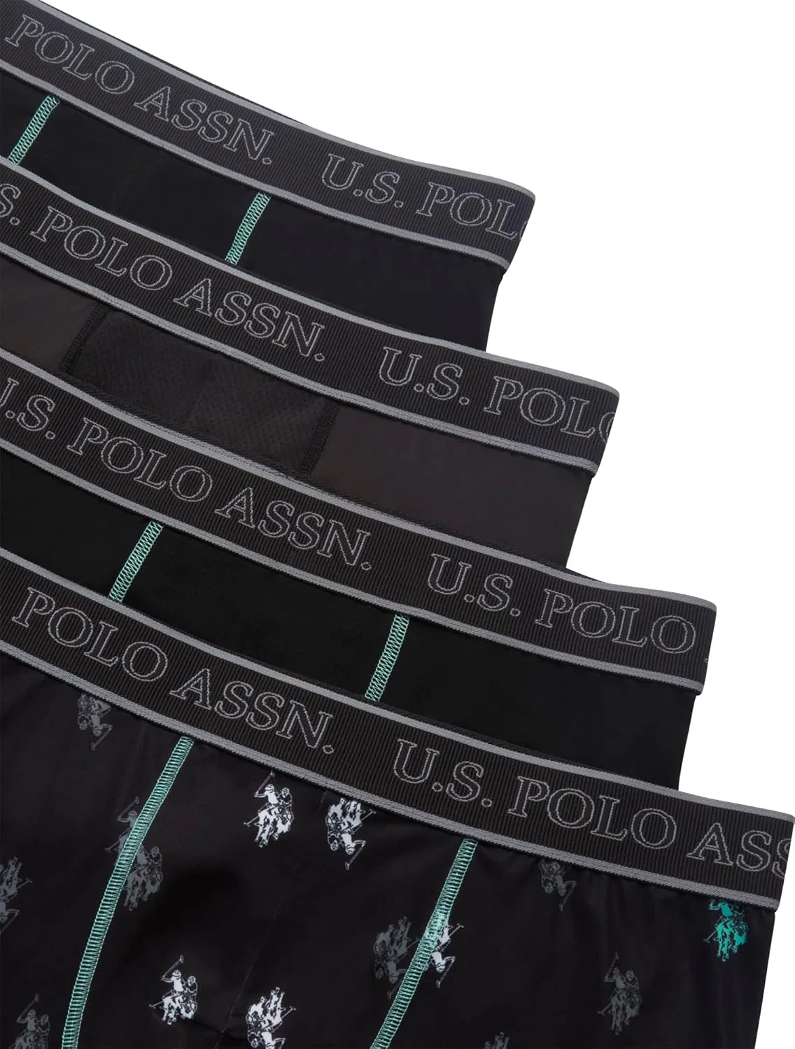 Боксеры 4 шт, U.S. POLO ASSN., темно-серый/черный/черный принт/черный — фото 3