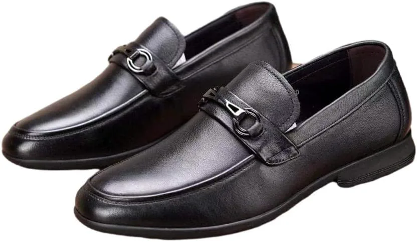 

Мужские слипоны из натуральной коровьей кожи с металлической пряжкой, классические, легкие и дышащие, повседневные лоферы Mengchengying, черный