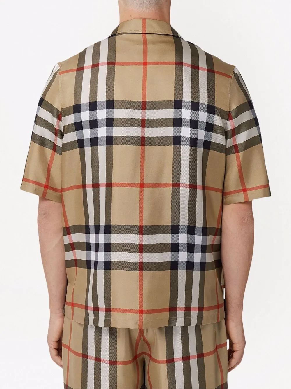 Рубашка BURBERRY с короткими рукавами, шелк 100%, коричневый — фото 4