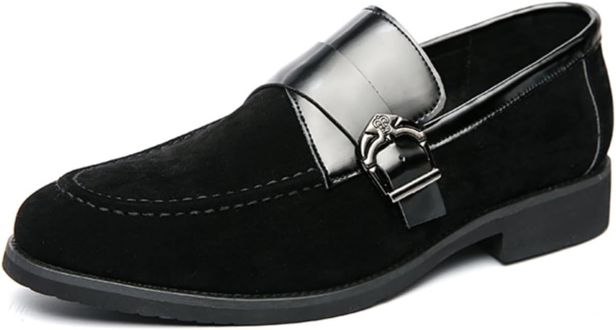 

Мужские замшевые лоферы слипоны, удобные легкие формальные туфли, нескользящие дышащие повседневные обувь для бизнеса, свадьбы, офиса, поездок на работу, прогулок и вождения Yrzhgdl, черный