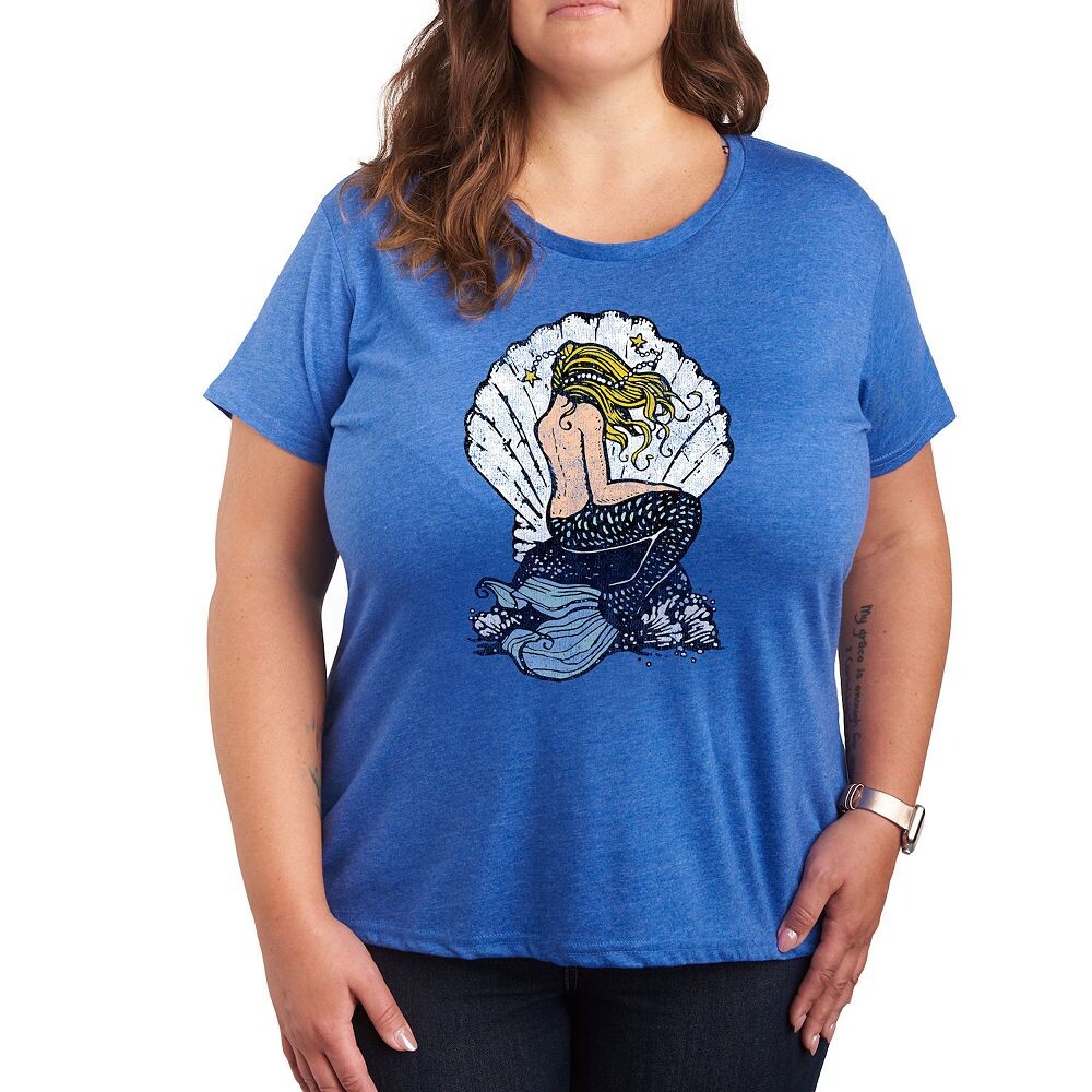 

Футболка Plus Vintage с рисунком русалки, цвет Heather Royal Blue