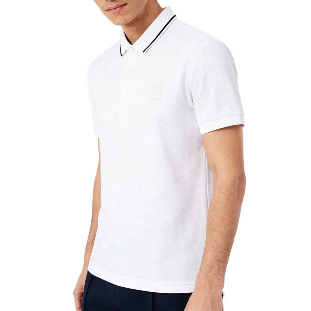 Мужское поло Lacoste с воротником, умеренный крой, белый — фото 3