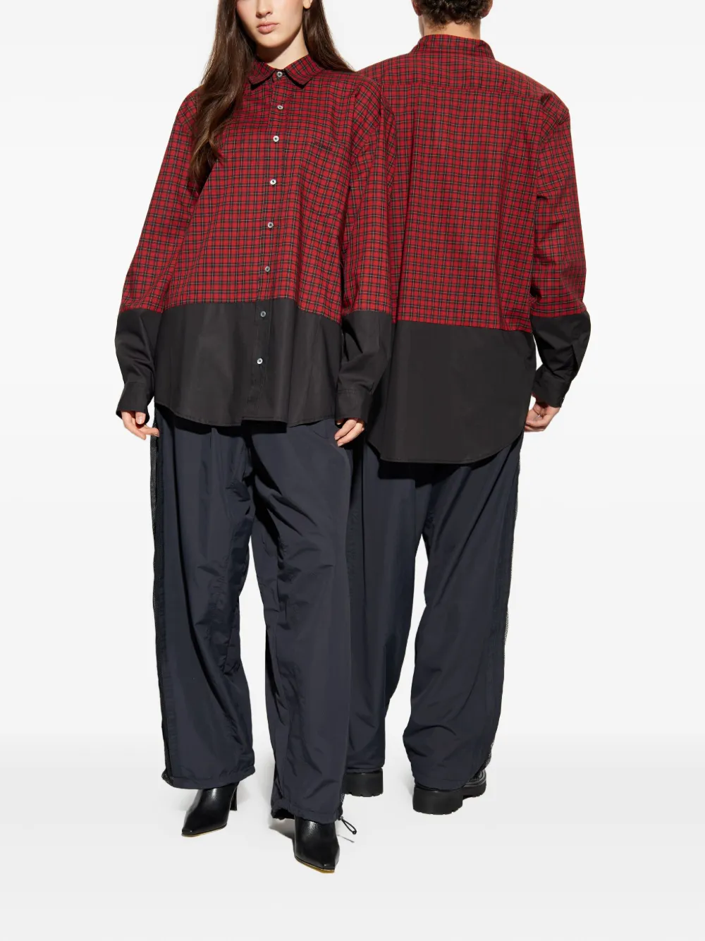 Клетчатая двуцветная рубашка VETEMENTS, красный — фото 2