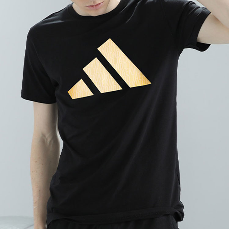 Хлопковая футболка унисекс черная золотая Adidas — фото 4