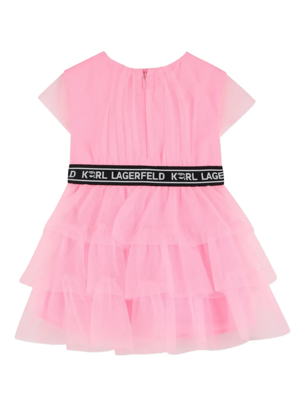 Ярусное платье с логотипом KARL LAGERFELD KIDS, розовый — фото 2