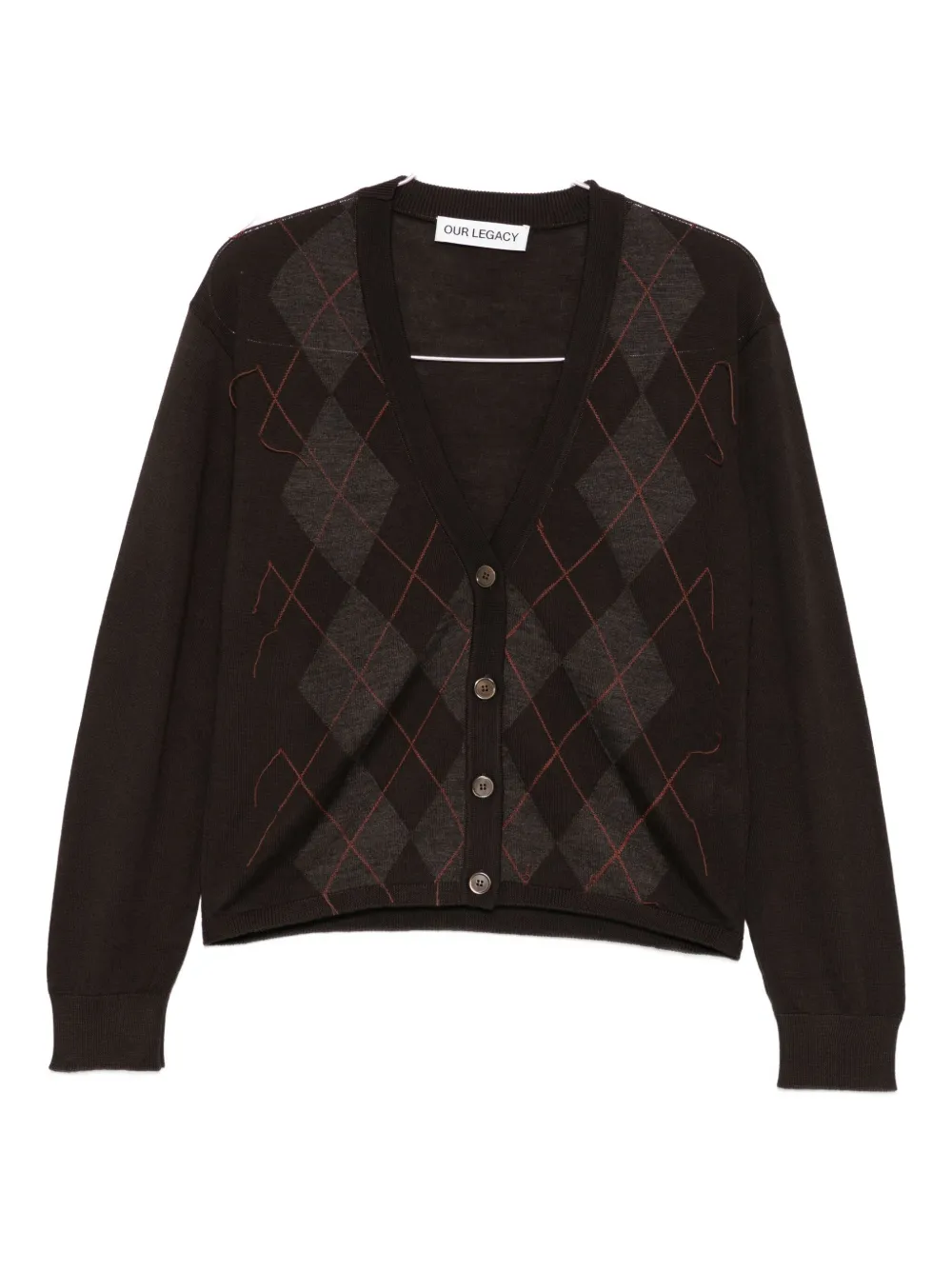 

Кардиган с V-образным вырезом и узором аргайл Our Legacy, коричневый