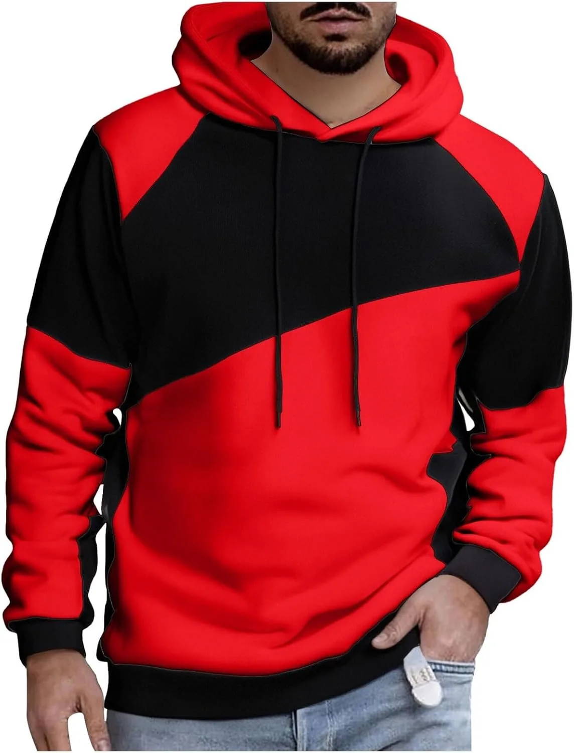 

Мужской худи с цветными блоками, casual, длинный рукав, для фитнеса и уличного стиля