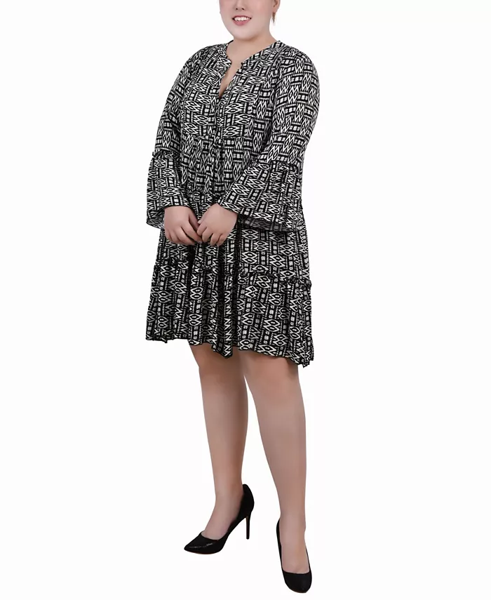 

Платье с рукавом 3/4 и ярусами Plus Size NY Collection, розовый
