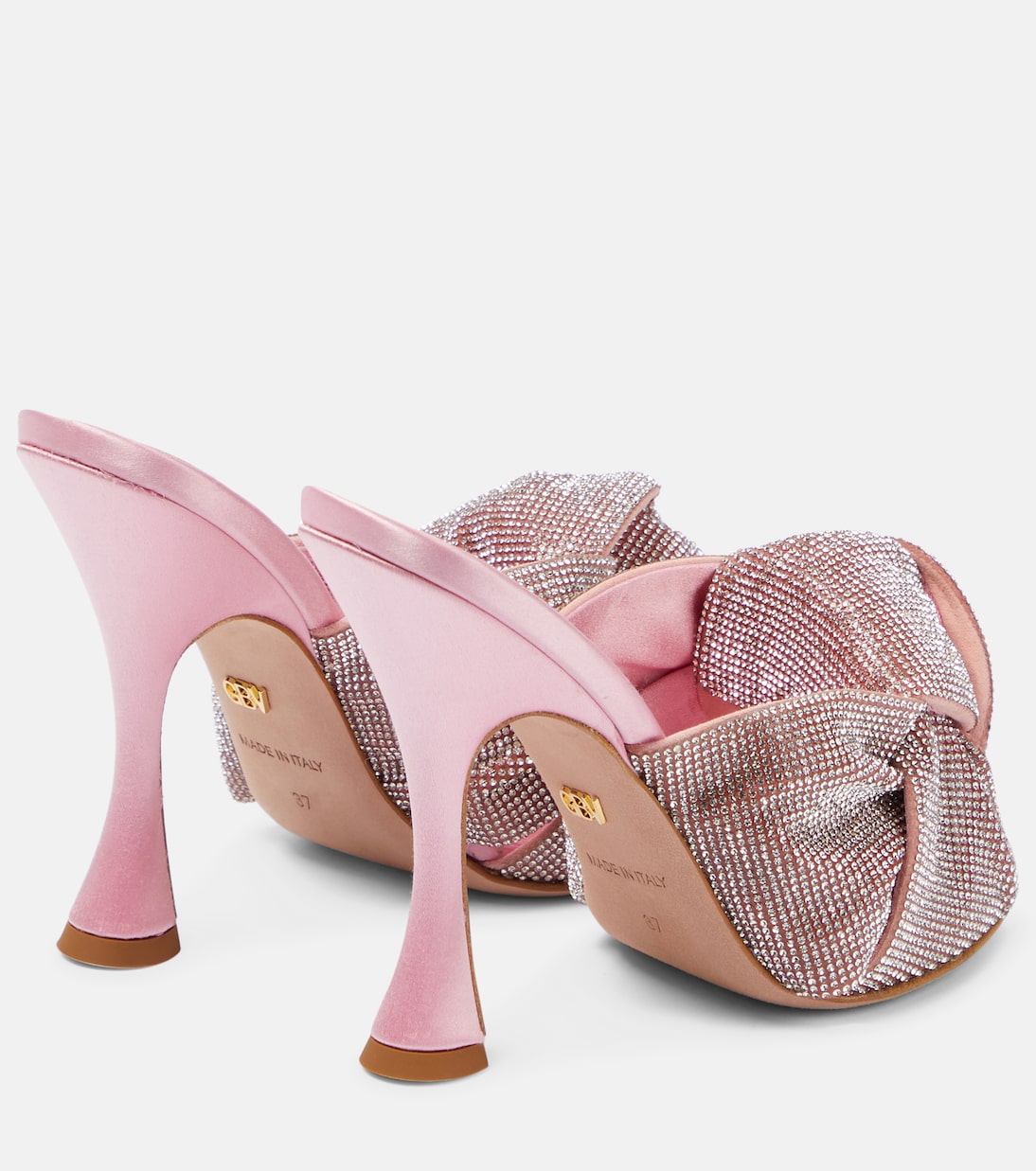 Атласные босоножки, украшенные кристаллами Giambattista Valli, Pale Pink — фото 3