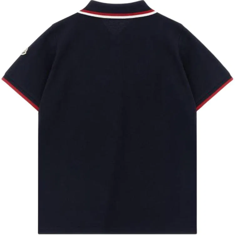 Поло для детей Moncler Tricolor Marine Blue — фото 3