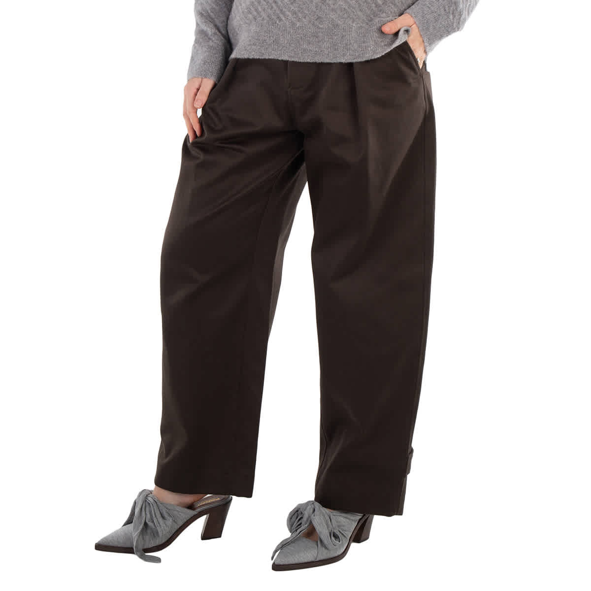 

Брюки Burberry из хлопка с регулируемым поясом, Otter