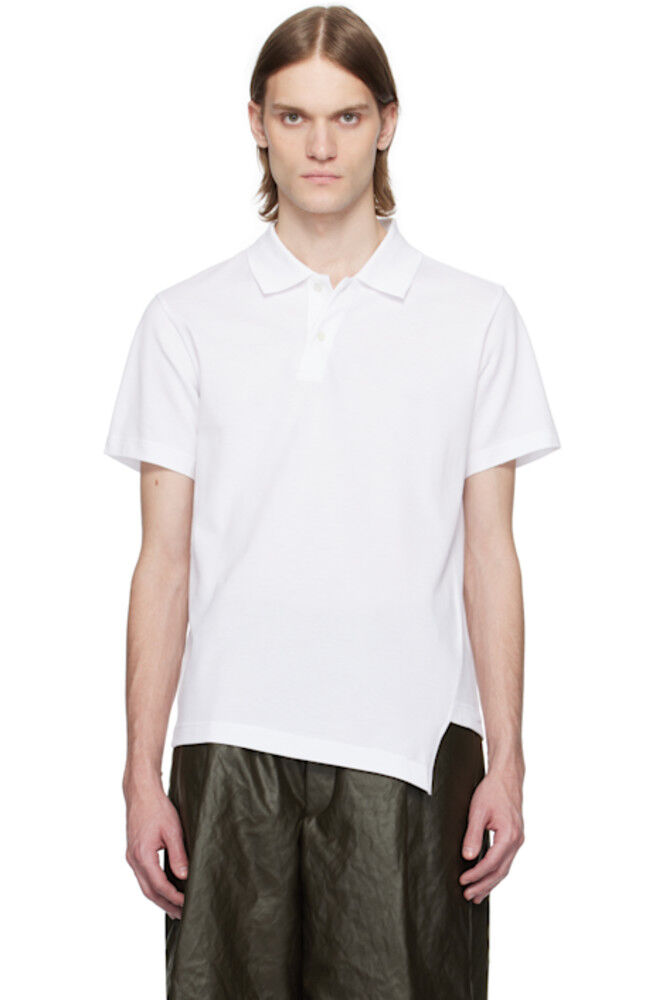 

Белое поло из хлопка-пике с косой талией Comme des Garçons Shirt