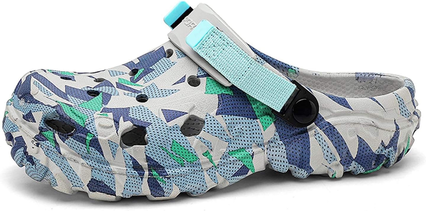 

Мужские сабо YUKTOPA для улицы, спортивные сандалии для взрослых, обувь без застежки, садовая обувь, летние водные и пляжные туфли, повседневные тапочки, легкие, дышащие, противоскользящие, голубой