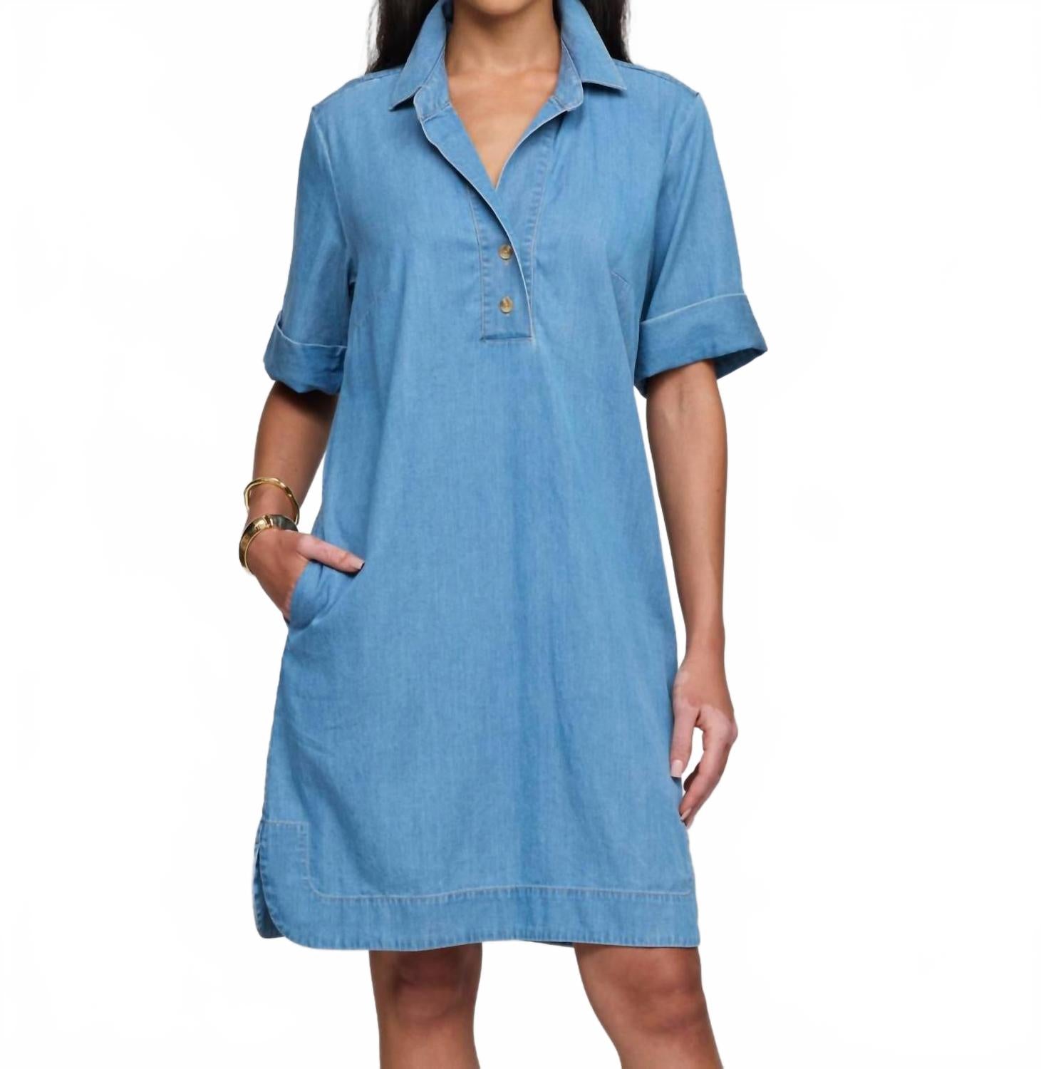 

Aileen джимовое платье с короткими рукавами в светлой стирке Hinson Wu, Light Wash