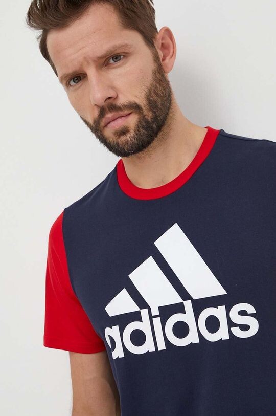 Хлопковая футболка adidas, темно-синий — фото 4