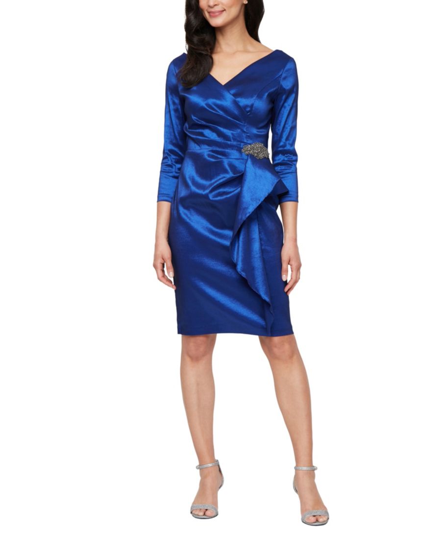 

Женское короткое платье-футляр из эластичной тафты Alex Evenings, Royal