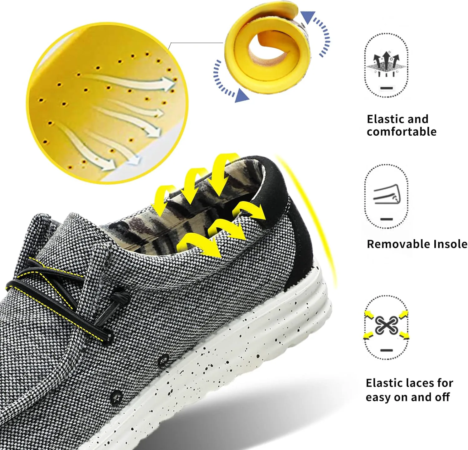 

Мужские лоферы без шнурков, машинная стирка, мужская повседневная обувь, топсайдеры для работы, прогулок и путешествий, дышащие, легкие, удобные, со съемной PU стелькой, черные и серые ZEENXIUYA, серый