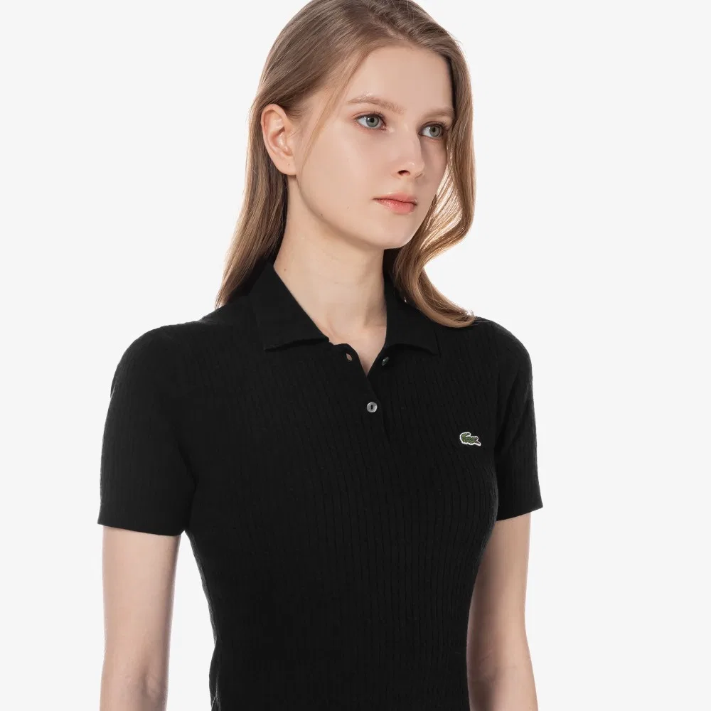Платье-свитер Lacoste, вязаное, черное — фото 2