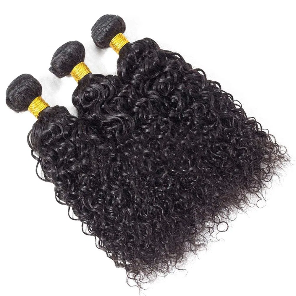 Натуральные волосы для наращивания «Curly Kinky Weave» с кружевной застежкой Lovfir, Natural Black — фото 2