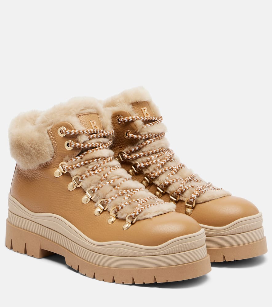 Ароуз кожаные ботинки до щиколотки с овчиной Bogner, Beige