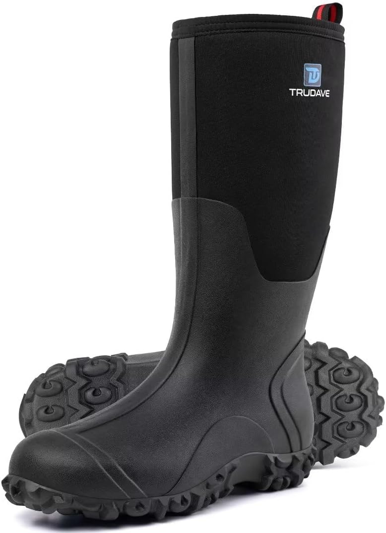 

Резиновые сапоги Trudave для мужчин с металлической вставкой, водонепроницаемые утепленные надежные дождевые сапоги, черный