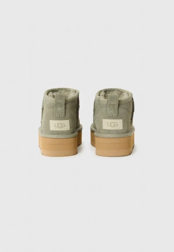 Классические ультрамини-ботинки на платформе, классические ботильоны Ugg, Moss Green — фото 3