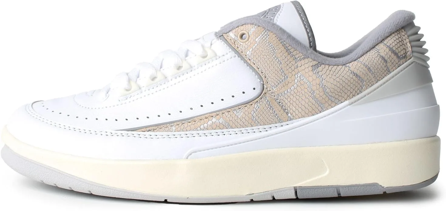 Мужские кроссовки Jordan 2 Retro Low Python White/Cement Grey Sanddrift (DV9956 100), белый/серый