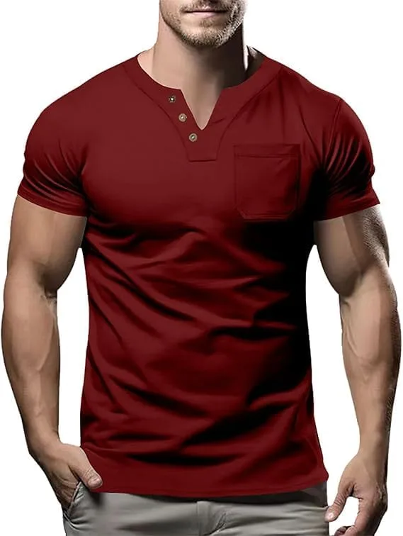

Мужская футболка V-neck Henley Slim Fit Kenhansion