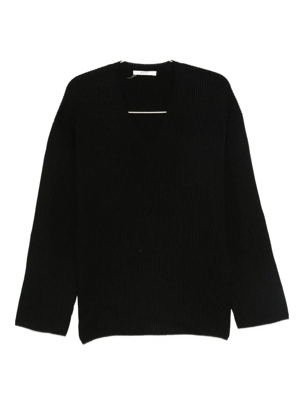 

Рифленый джемпер с V-образным вырезом 6397, черный