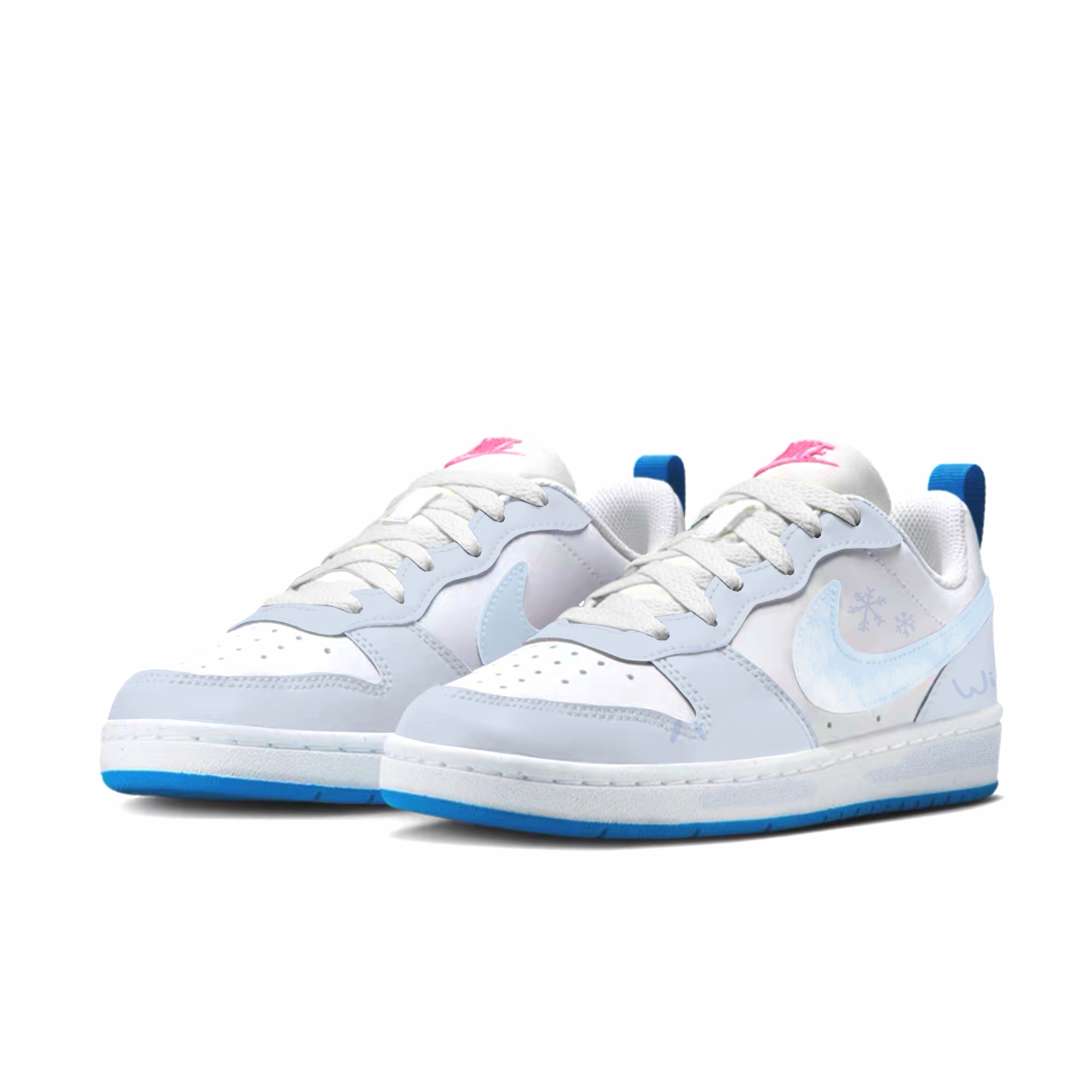 Кроссовки для скейтбординга Court Borough Winter Star Snow Footprints Slip Resistant Abrasion Resistant Low top для детей Nike, светло-синий — фото 4